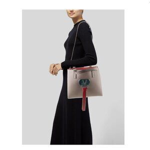 Valentino Leather V-Ring E/W Tote